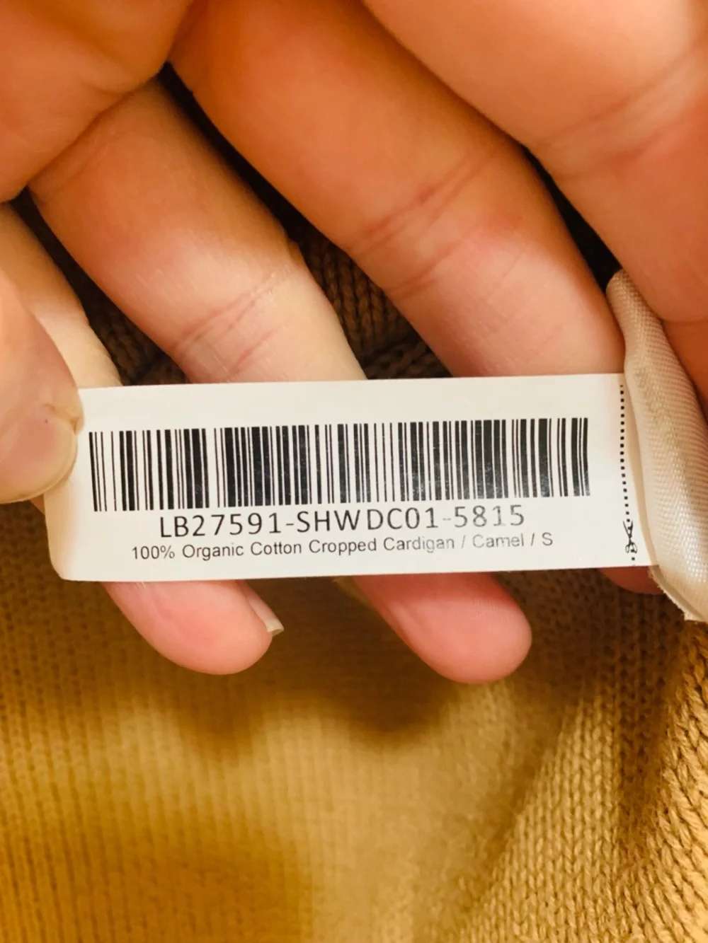 Quince Organic Cotton Cropped Cardigan camel size small - Picture 5 of 6